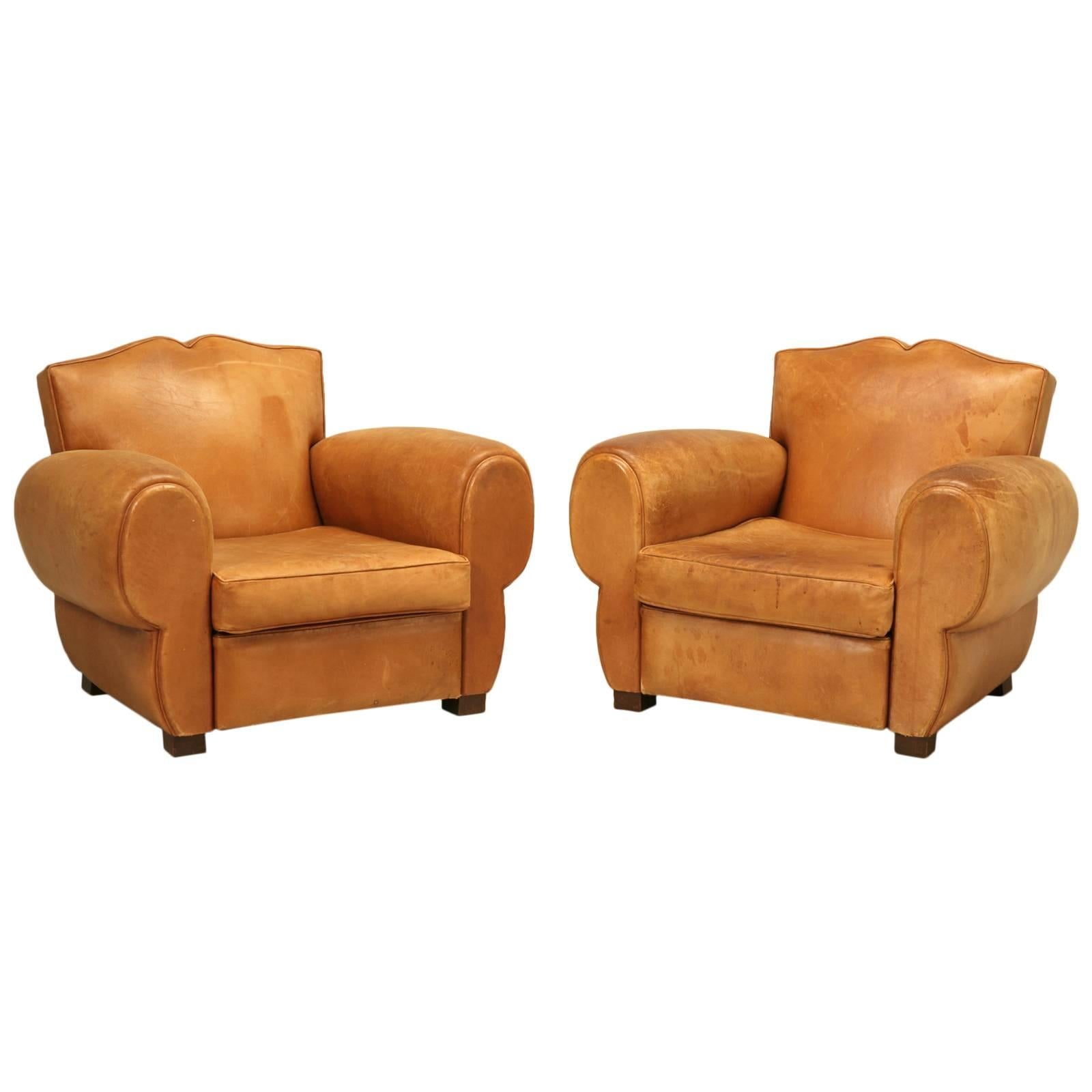 French Leather Club Chairs