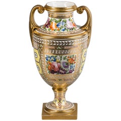 Antique English Porcelain Yellow-Ground Urn, Coalport, circa 1820