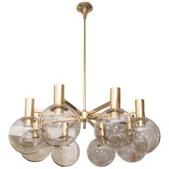 1970s Hans-Agne Jakobsson Smoked Globes and Brass Light Fixture