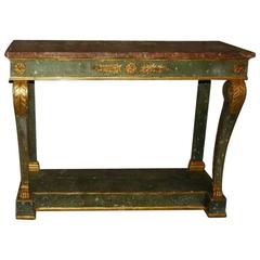 18th Century Italian Painted and Partial Gilt Marble Top Console