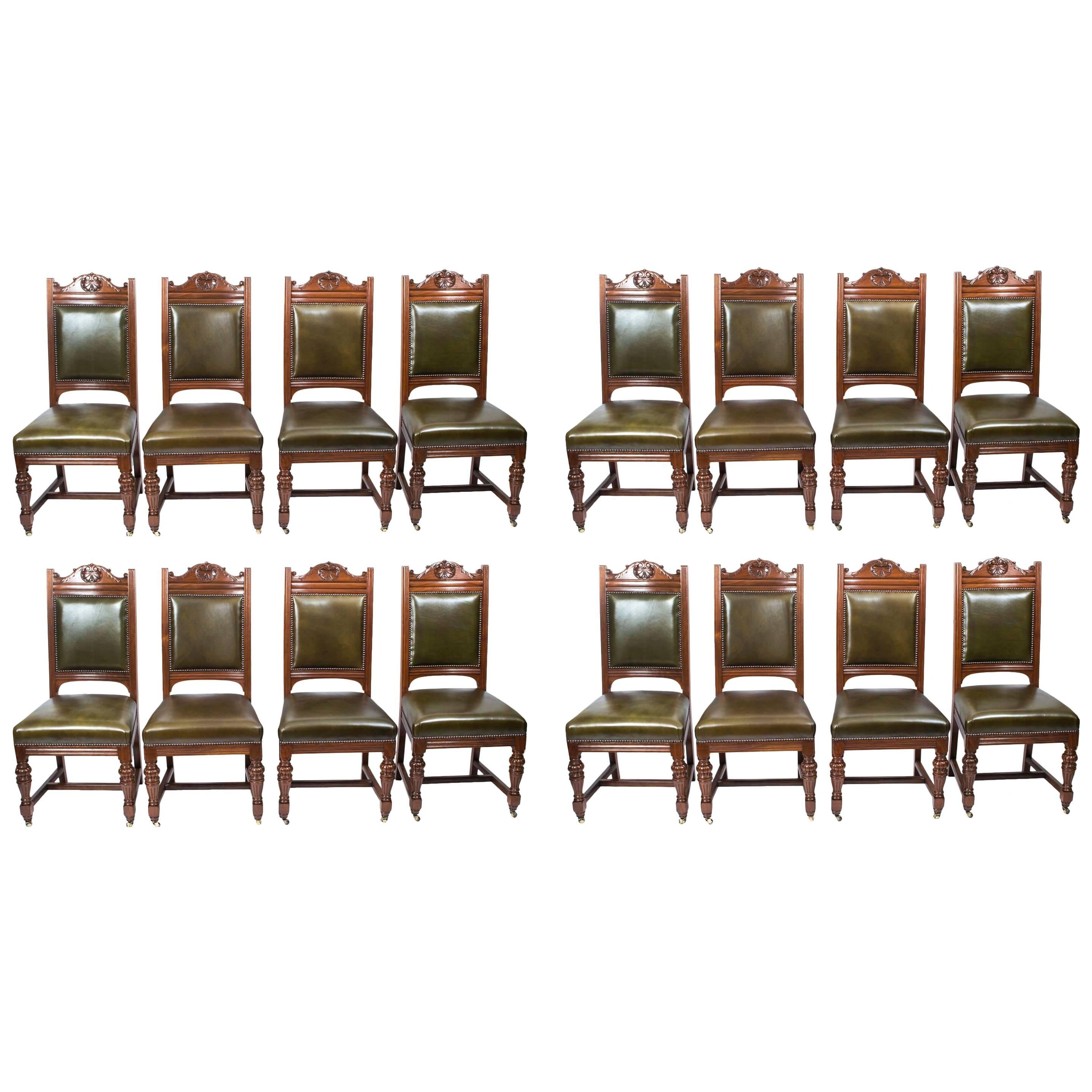 Antique Set of 16 Victorian Walnut Dining Chairs, circa 1850