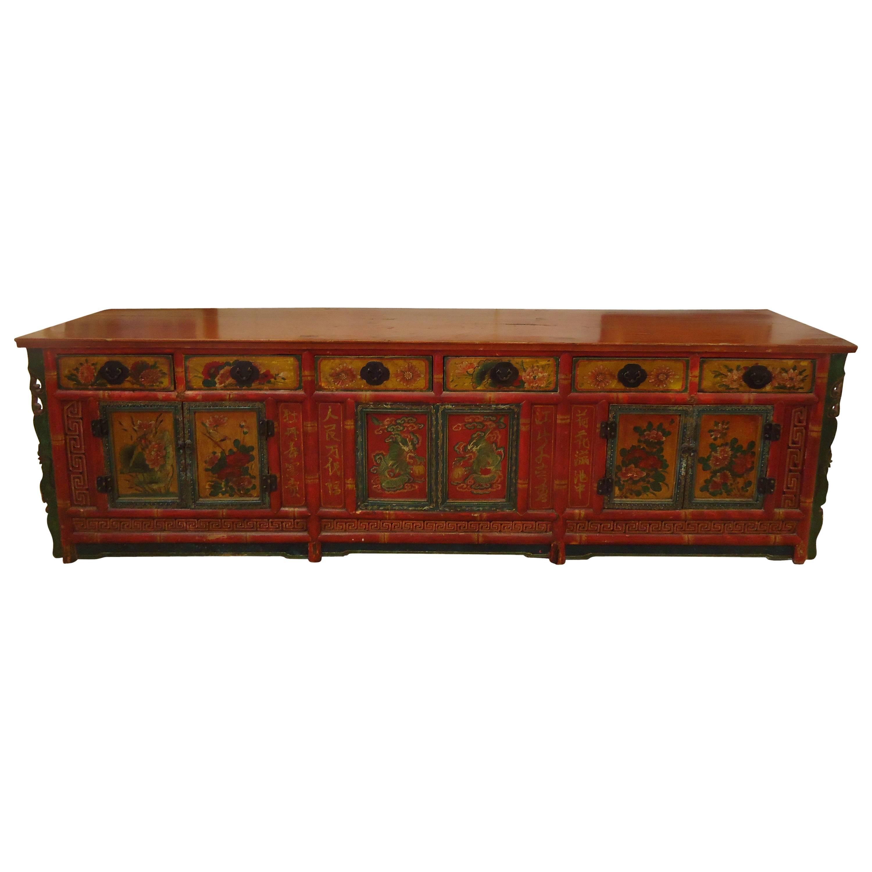 Gorgeous Hand-Painted Chinese Sideboard Cabinet