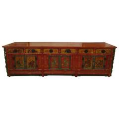 Antique Gorgeous Hand-Painted Chinese Sideboard Cabinet
