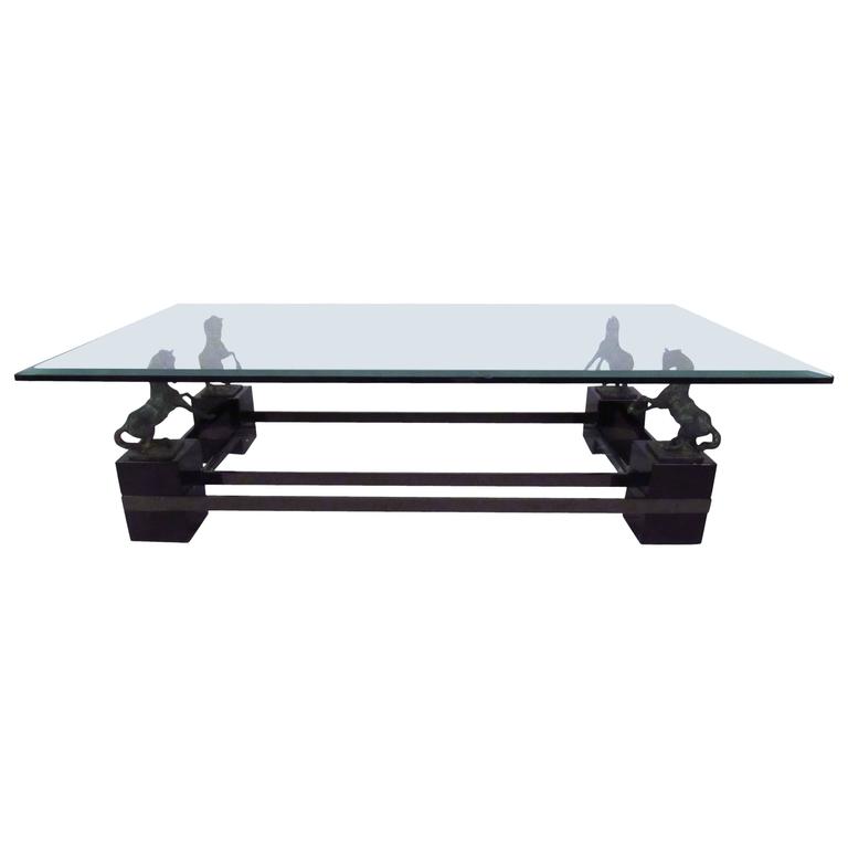 Sculptural Bronze Horse Coffee Table Attributed To Maison Charles Sculptural Bronze Horse Coffee Table Attributed To Maison Charles For