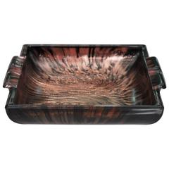 Retro Murano Black Glass with Gold Speckles Ashtray