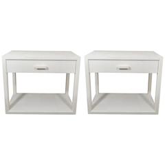 Pair of Water Grey Shagreen Side Tables 11