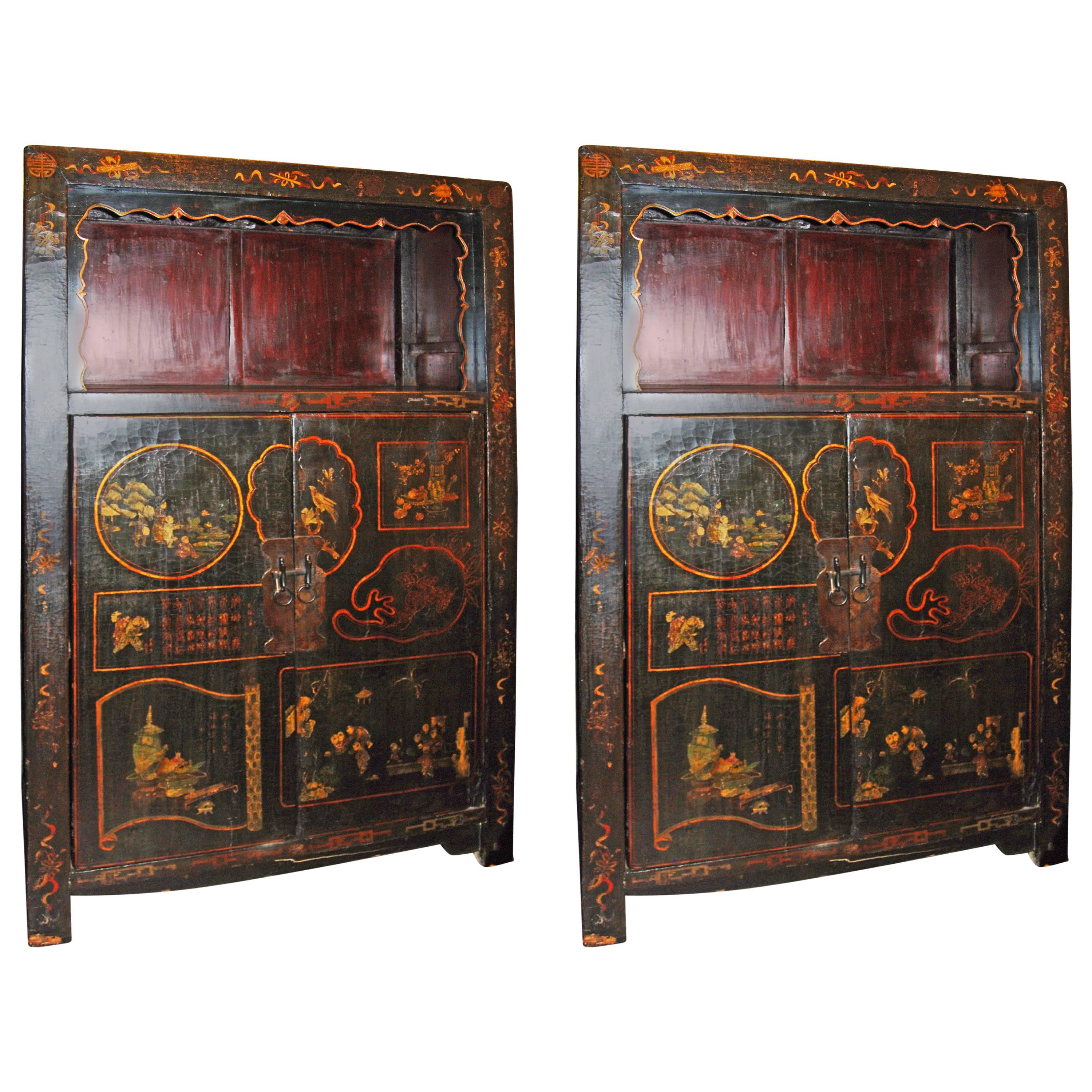 Pair of 19th Century Chinese Scholars Cabinets For Sale