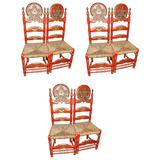 Set of Six Spanish Painted Chair