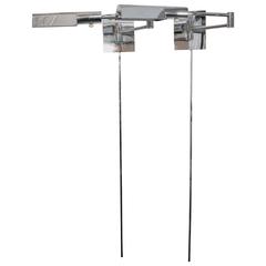 Pair of Casella Wall-Mounted Articulated Reading Lights in Chrome