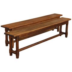 Pair of French Oak Farm Benches, 1920s