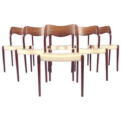Set of Six Niels O. Møller Model 71 Rosewood Dining Chairs, Denmark, 1960s