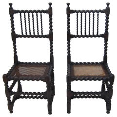 Antique Pair of Barley Twist Side Chairs