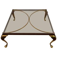 Hollywood Regency Brass and Chrome Coffee Table 7