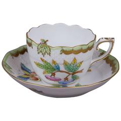 Herend Queen Victoria Coffee Cup with Saucer, circa 1970