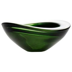 Vintage Murano Green Glass Swoop Bowl