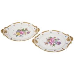 Pair of Antique Serving Platters, KPM Hand Painted and Gilt Encrusted