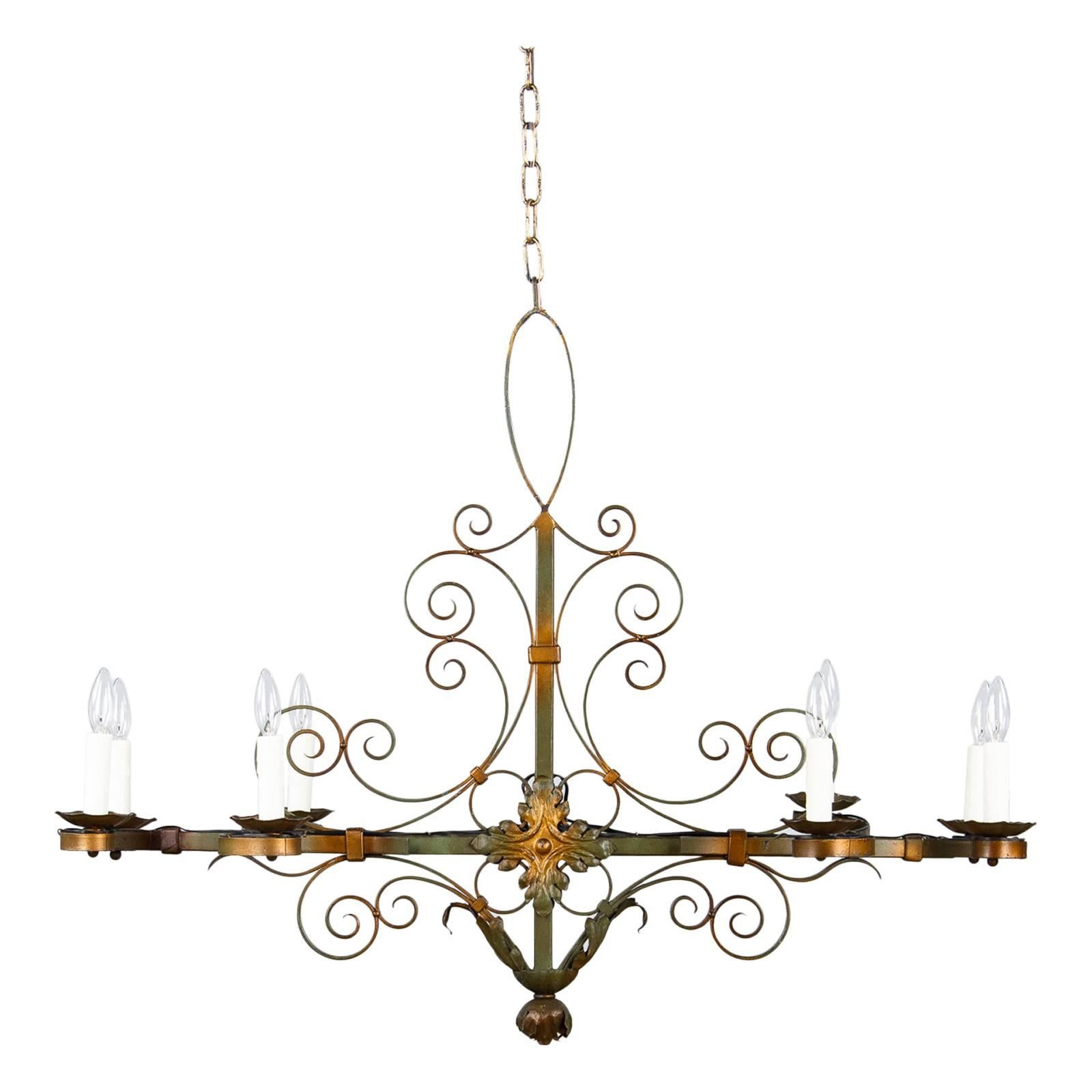 French Forged Iron Chandelier, circa 1940s