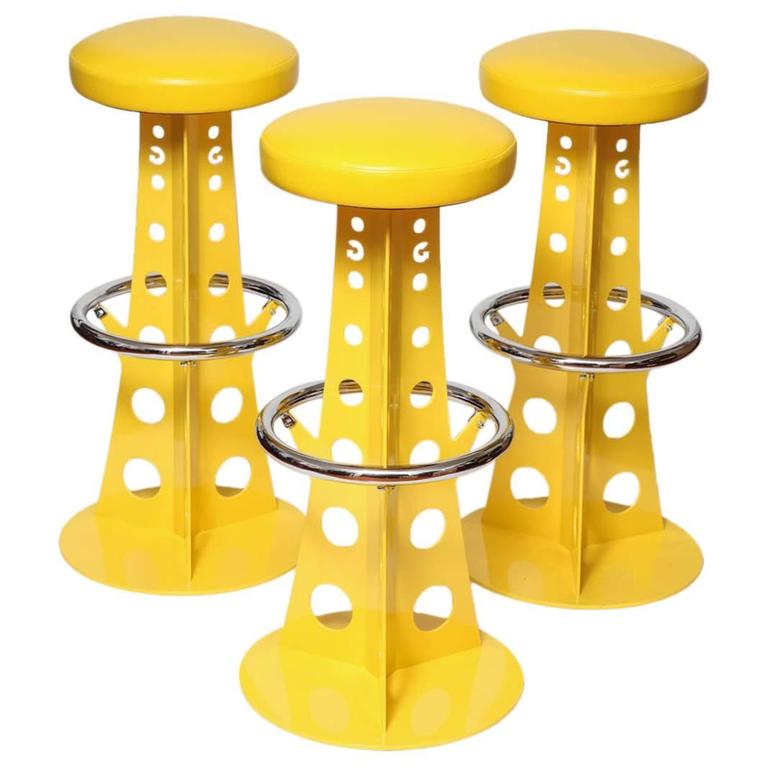 Three Midcentury Space Age Bar Stools, How Much Space Do You Need For Three Bar Stools