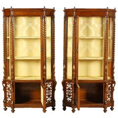 Pair of Important 19th Century Louis Philippe Walnut Vetrines