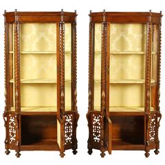 Pair of Important 19th Century Louis Philippe Walnut Vetrines 