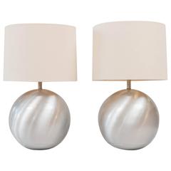 Pair of Russel Wright for Raymor Spun Aluminum Lamps