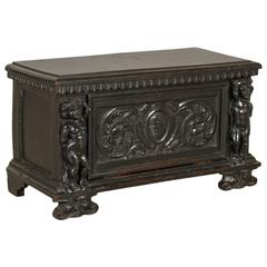 Late 19th Century Baroque Small Carved Walnut Chest
