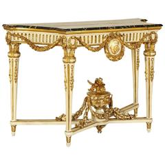 Late 18th Century Neoclassical Ivory Lacquered and Gilt Neoclassic Wall Table