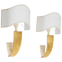 Pair of Wall Lamps in the Style of Guglielmo Ulrich, Italy, 1950s