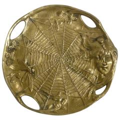 Georges Flamand, Art Nouveau Gilt Bronze Vide-Poche, Signed
