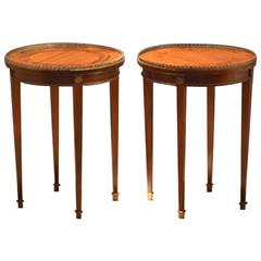 Vintage Two Danish Neoclassical Wood and Brass Sidetables