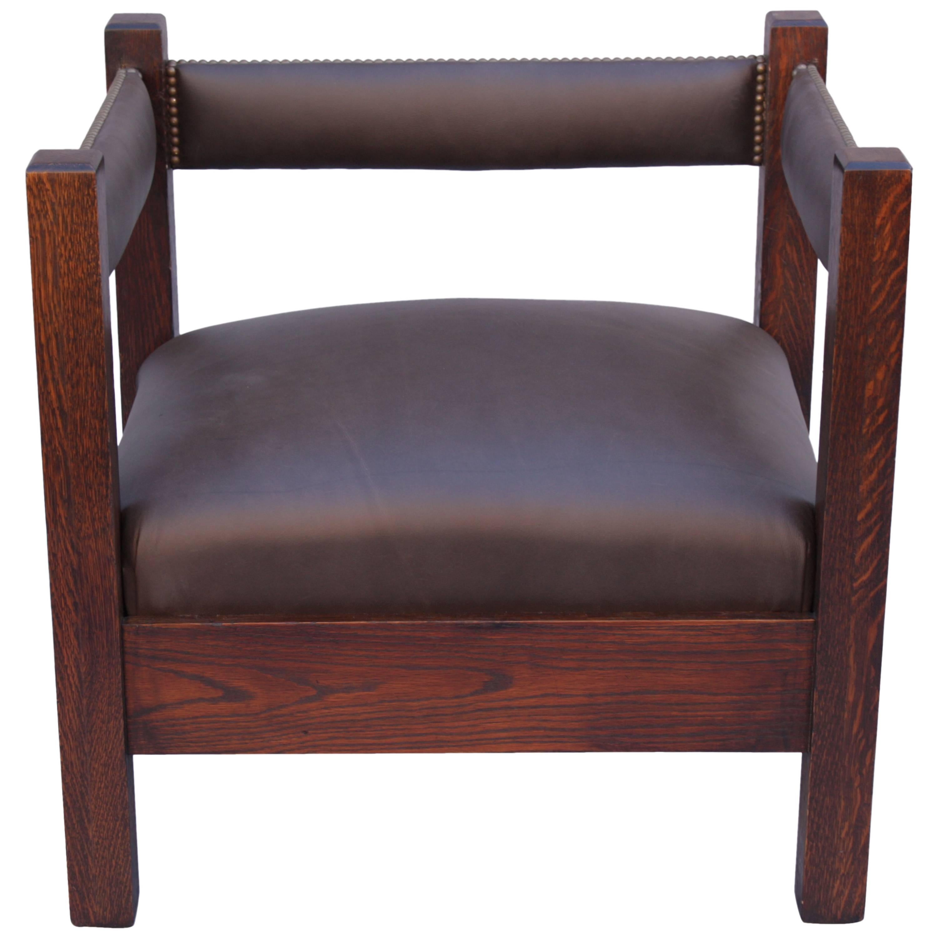 Antique Arts and Crafts Mission Cube Chair For Sale