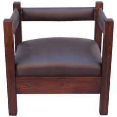 Antique Arts and Crafts Mission Cube Chair