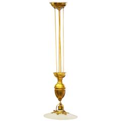 Art Nouveau Adjustable Brass Pendant Lamp