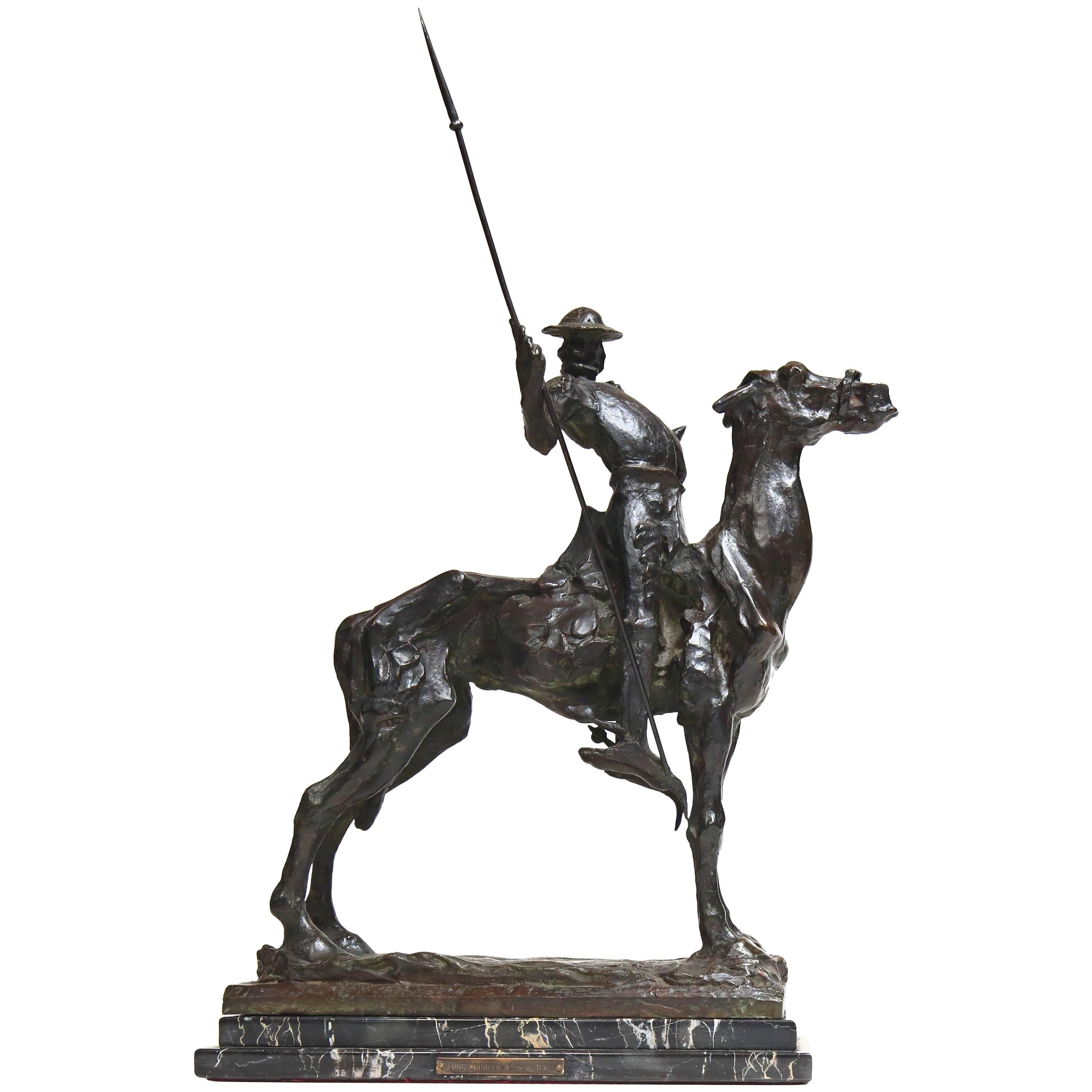 Don Chisciotte Bronze Sculpture by Luigi Orengo, Signed For Sale