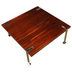 1960s coffee table, mahogany, steel - Italy