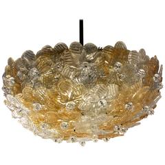 Barovier & Toso Murano Flowers Glass Ceiling Light, 1950s