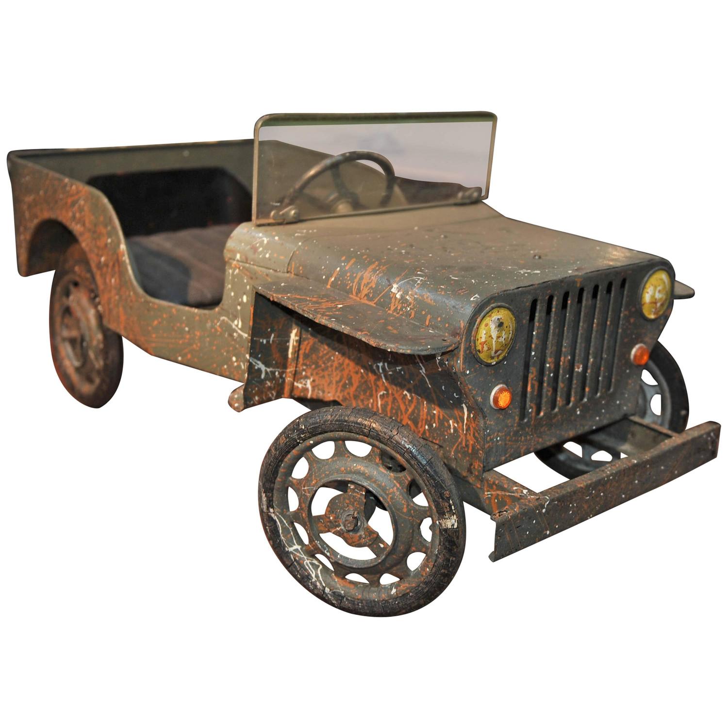 Jeep Iron Pedal Car, Manufactured in France, circa 1950 For Sale at 1stdibs