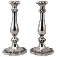 Silver 13 Lot Austrian Nicest Biedermeier Pair of Candlesticks, Vienna Made 1846