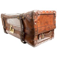 Antique English Leather Trunk
