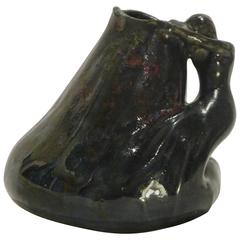 Anonymous Art Nouveau Glazed Terracotta Pitcher, Numbered 4
