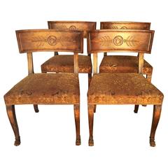 Set of Four Swedish Grace Klismos Chairs by Eugen Höglund in Birch