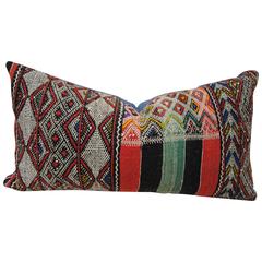 Vintage Custom Pillow Cut from a Moroccan Hand Loomed Wool Rug, Atlas Mountain