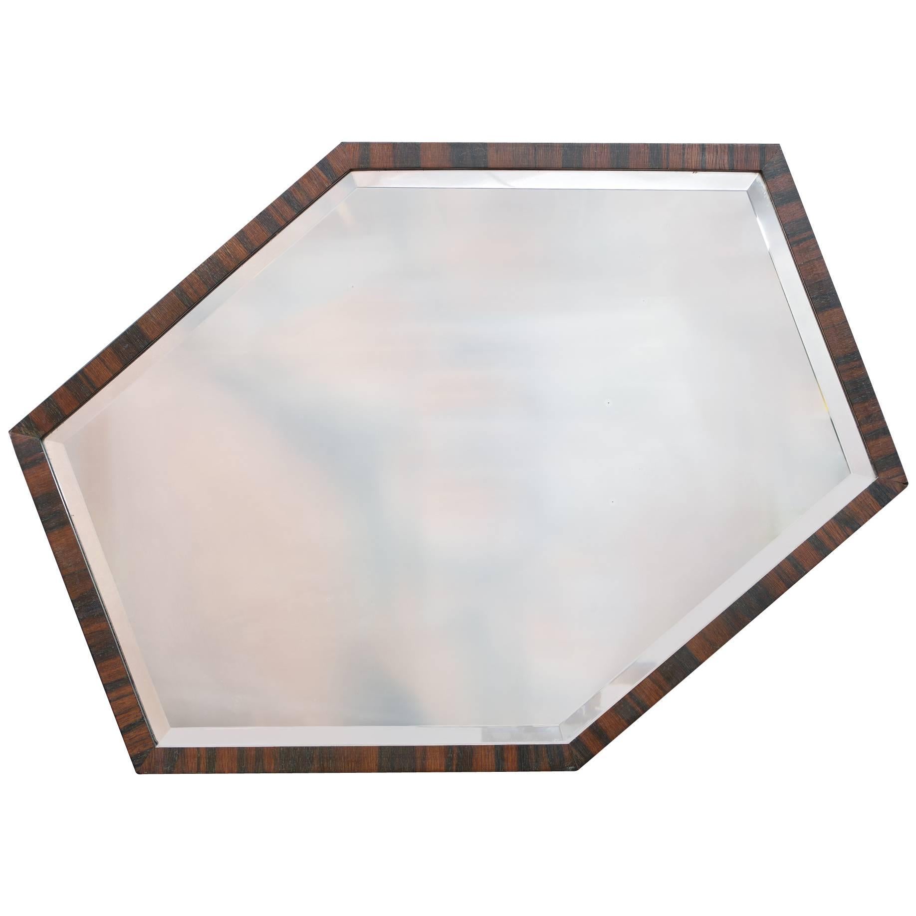 Unusual Art Deco Wall Mirror Optical Illusion Hexagonal Unknown Designer For Sale