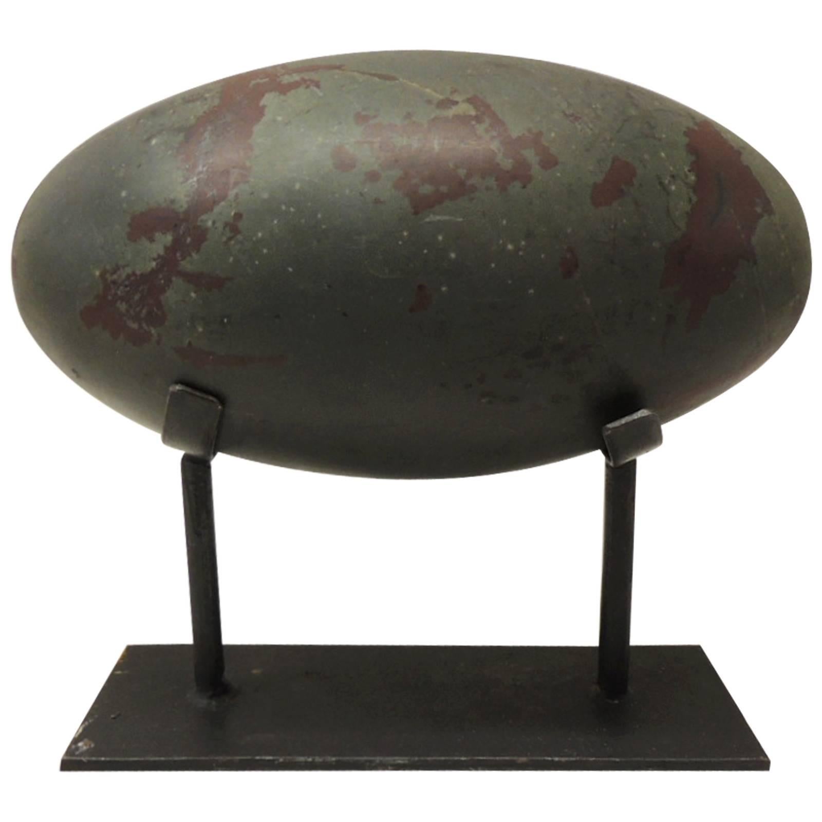 Large Shiva Lingam Stone Egg Sculpture on Iron Stand