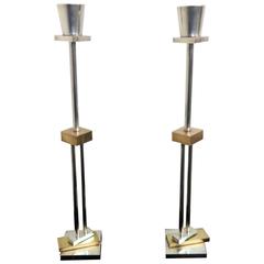 Pair of Architectural Candlesticks by Ettore Sottsass for Swid Powell, La Porte