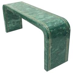 Green Marble and Brass Waterfall Console Table by Maitland-Smith