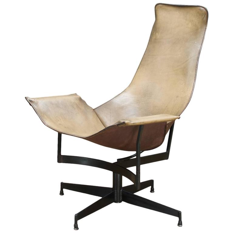 Leathercrafters NYC Swivel K Leather Sling Lounge Chair at 1stdibs