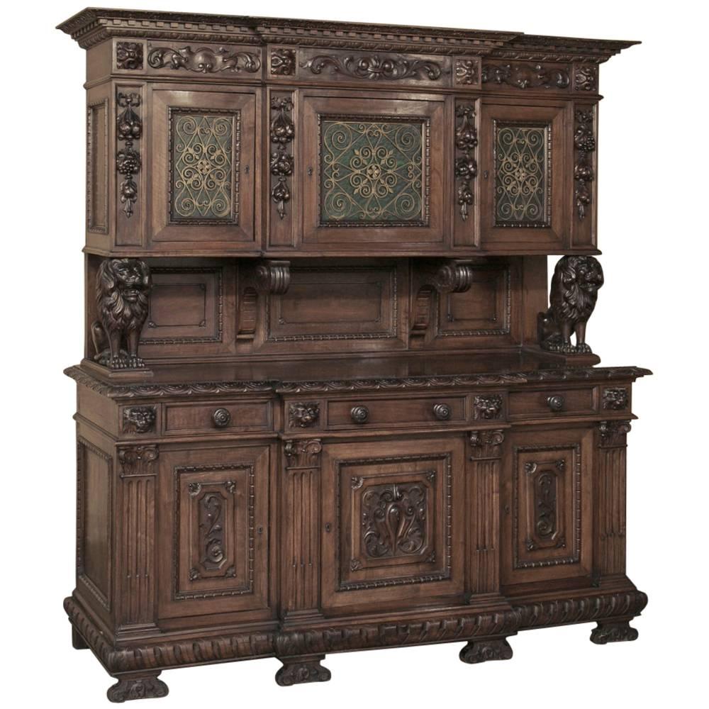 19th Century Italian Renaissance Walnut Two-Tiered Buffet