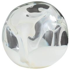 Large Clear and White Glass Orb by Peter Bramball