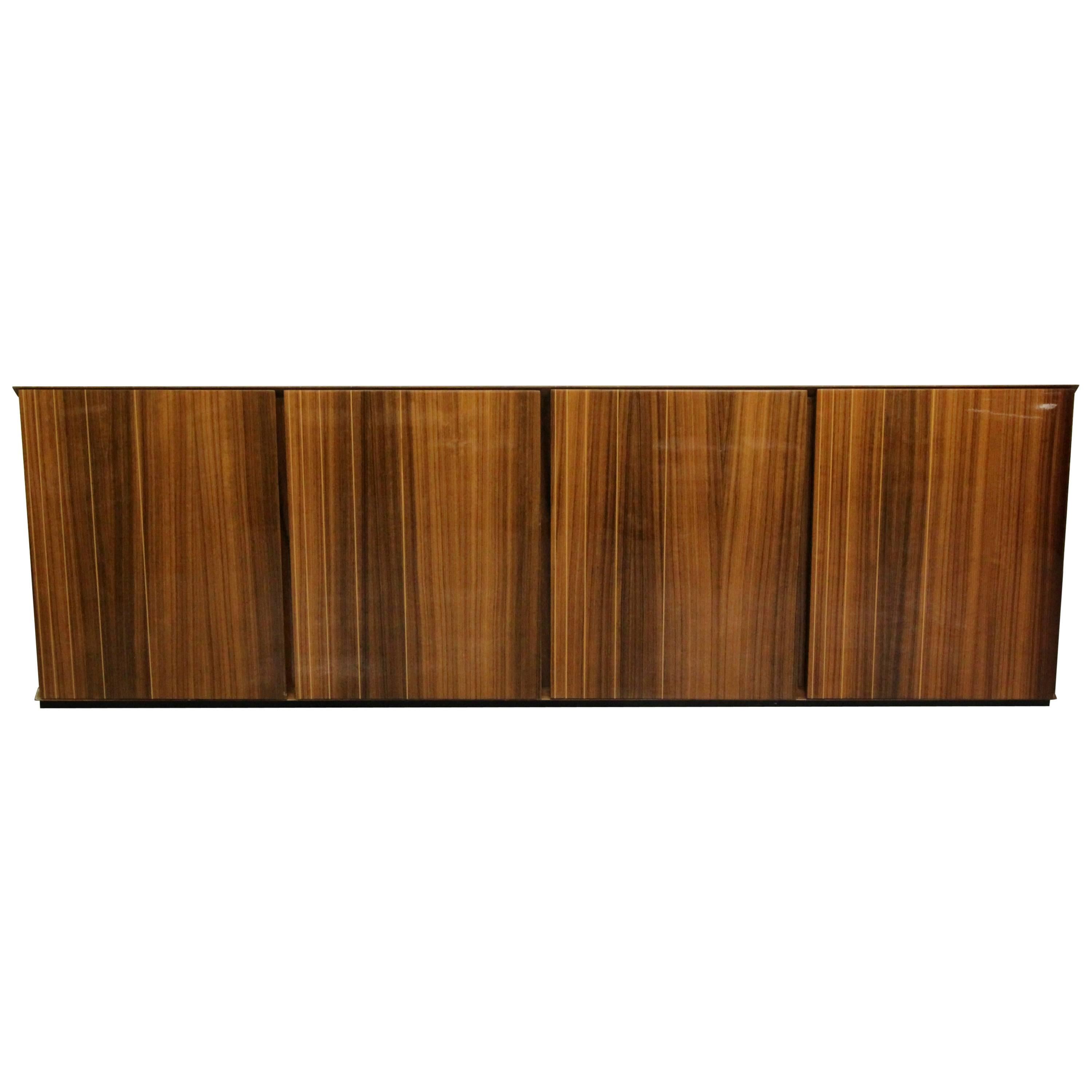 Monumental Italian Lacquered Zebrawood Credenza Buffet